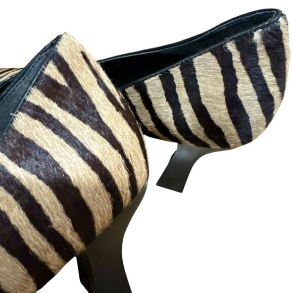 Worthington Vintage Marilyn Zebra Print Pony Hair Square Toe Flared Heel Pumps - Picture 8 of 13